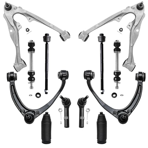 Image of Detroit Axle - 12pc Front End Control Arms Kit for 2007-2013 Chevy Silverado 1500 Avalanche Suburban GMC Sierra Yukon XL Tahoe Escalade, Lower Upper Sway Bars Tie Rods Boots