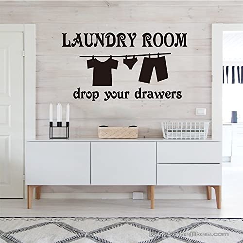 Stickers muraux buanderie amovibles pour relooker un mur blanc sans peindre 74x159