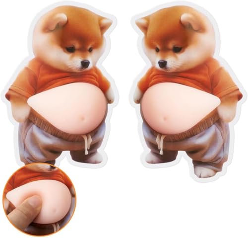 Image of Adorable Cartoon Dog Vinyl Decal with Soft Raised Belly Perfect for Laptop, Phone Case,Water Bottle.3D Panda Sticke,Silicone Anti Collision Stickers,Journals Fun Gift for Kids (Pack of 2)