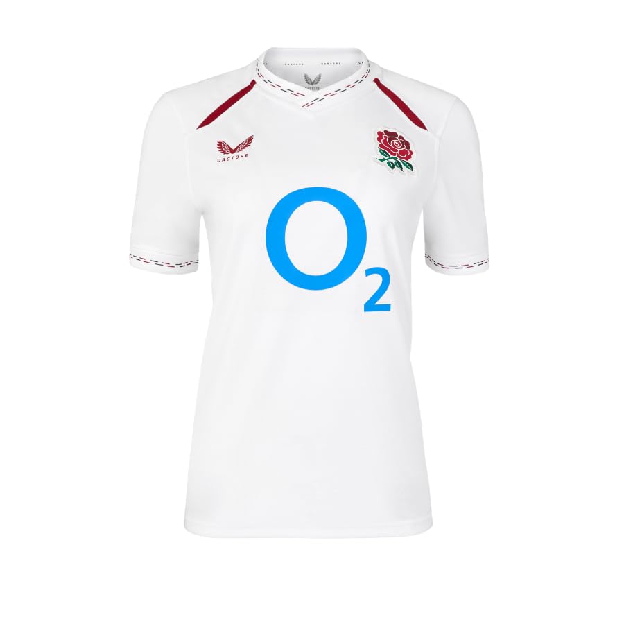 Castore England Rugby Women's Home Replica Short Sleeve Shirt, White, 18