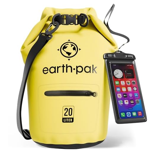 Earth Pak- Waterproof Dry Bag with Front Zippered Pocket Keeps Gear Dry for Kayaking, Beach, Rafting, Boating, Hiking, Camping and Fishing with Waterproof Phone Case