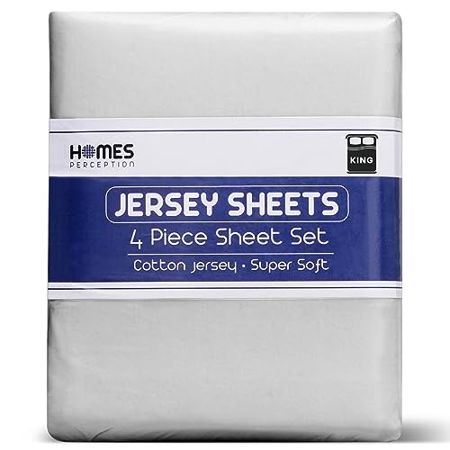 Homes Perception - 4 Piece Jersey Bed Sheets -...