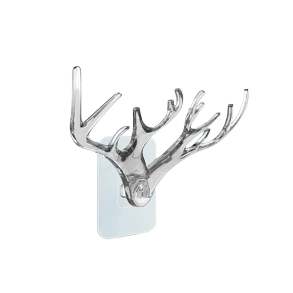 SagaSave Deer Antler Self Adhesive Door Hooks Wall Hooks Key Hooks Hanging Keys for Doors Kitchen Bathrooms Office(Gray)