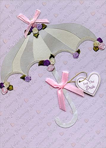 Designer Greetings Tip On Umbrella with Pink Bows 3D Hand Decorated Designer Boutique Keepsake Bridal Shower Congratulations Card
