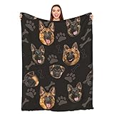 kikomia Baby Überwurfdecken Deutscher Schäferhundkopf Druck Flanell Decken Babydecke für Kleinkinderbettwäsche Kinderbett Kinderwagen