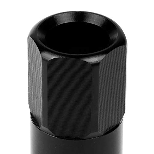 Image of J2 Engineering 20 Pcs 7075 Aluminum Tall Open End M12 x 1.25 Lug Nuts Set w /Socket Adapter, Black, Fit Conical Seat, LN-T7-003-125-BK