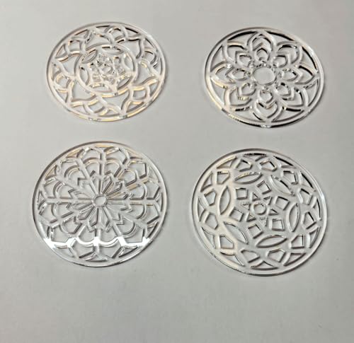 Clear Acrylic Sourdough Stencil Set,4 Pack Reusable Bread Scoring Templates with Mandala Designs – See-Through Flour & Cocoa Dusting Stencils for Artisan Bread, Cakes & Latte Art – 3.54"(Acrylic)