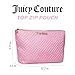 Juicy Couture Pink Makeup Bag Cosmetics Organizer Travel Essentials Zip Top Wedge Quilted Herringbone