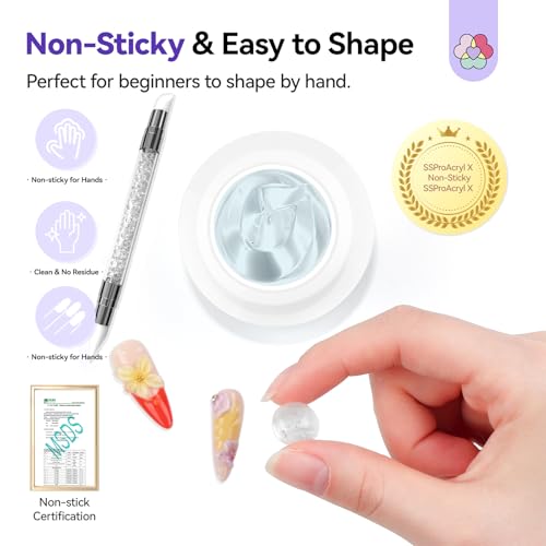 SAVILAND Pro Solid Builder Gel z klejem Rhinstone Charms Zestaw żelowy: 2 szt.30 g,3D Nail Art,rzeźba do paznokci,nieprzywierające końcówki,przedłużanie, wielofunkcyjna rzeźba do modelowania paznokci