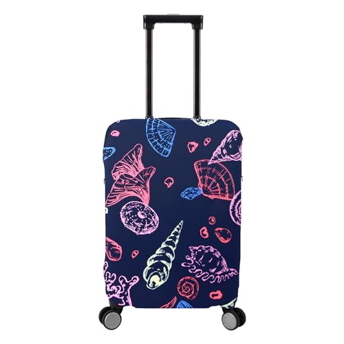 Travel Luggage Cover Protector Stretchy Washable Suitcase Cover With Zippers For 27-30 Inch Luggage (L, Blue, Seashell)