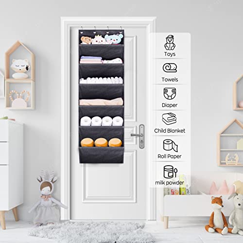 Sleeping Lamb Shoe Rack For Door With Large Deep Pocket, Hanging Door Shoe Organizer For Closet Hanger, Dorm And Narrow Door Storage Shoe Holder, Black #TOP6