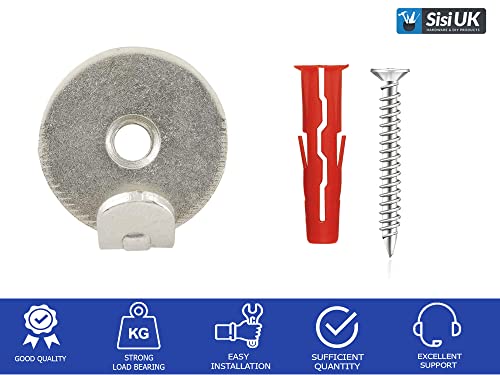 Round Picture Hooks Strong Silver Round Hooks Picture Hanger for Picture Mirror Painting Frame Wall Hanging with Screw and Raw Plugs Nickel Finish 40kg - Image 4