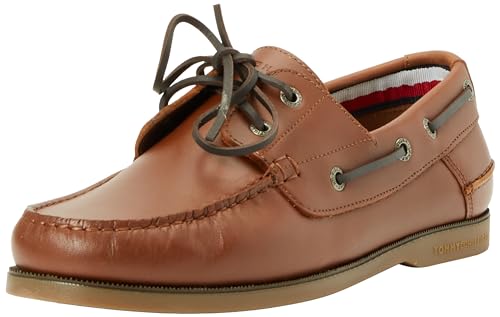 Chaussures bateau Tommy Hilfiger en cuir marron noble pour homme