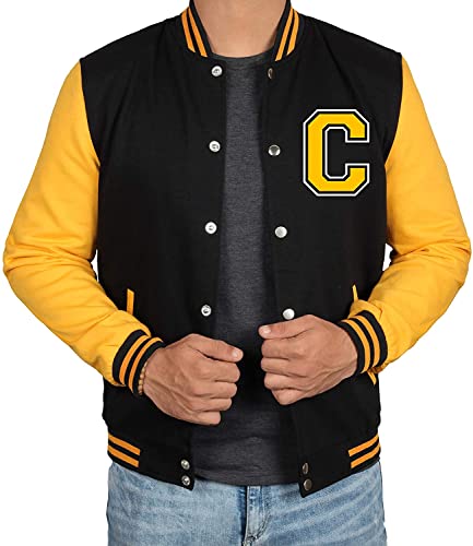 Yellow And Black Varsity Bomber Jacket Men [40020084-CH] | C Yellow sleeve L - Thumbnail 2
