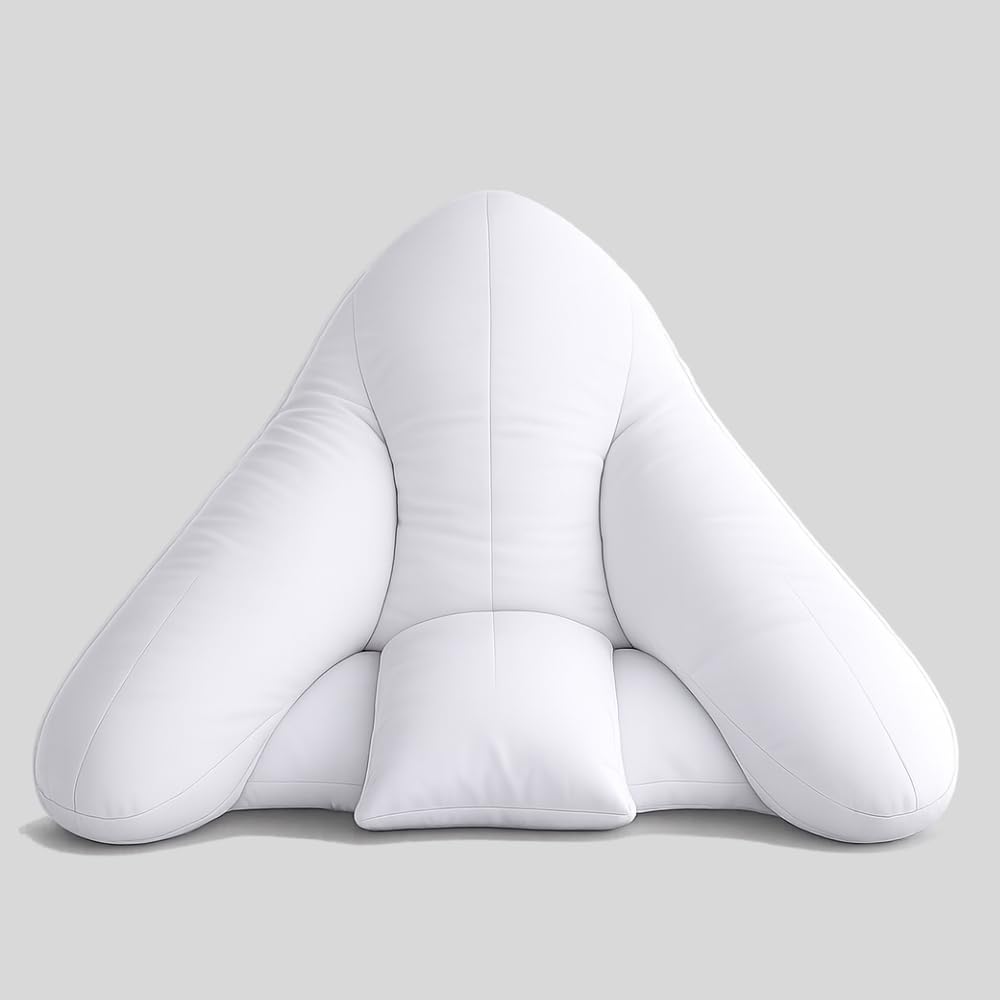Orthopaedic Batwing Shaped Neck & Back Support Pillow for Help with Cushioning and Sitting Complete with White Removable Pillowcase