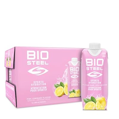 مشروب BioSteel الرياضي، ترطيب رائع المذاق مع 5 إلكتروليتات أساسية، نكهة عصير الليمون الوردي، 16.7 أونصة سائلة، 12 عبوة