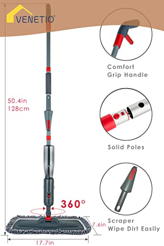 Venetio Prosweep Microfiber Spray Mop For Floor Cleaning With Extra Reusable Washable Pad And Refillable Sprayer - Dry/Wet Squirt Mop Set For Home & Kitchen, Hardwood, Laminate, Vinyl Plank - 2 Pads #TOP5