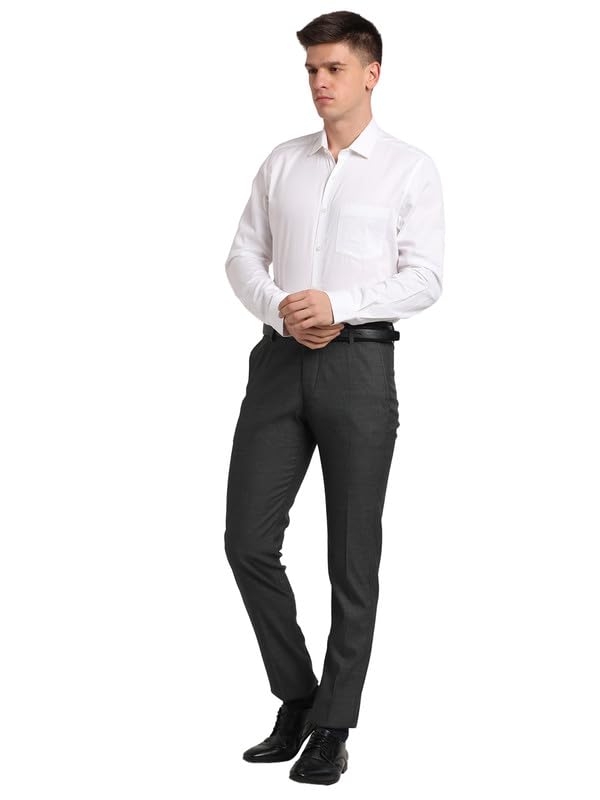 Turtle Camicia formale da uomo, 100% cotone, vestibilità aderente, colore bianco