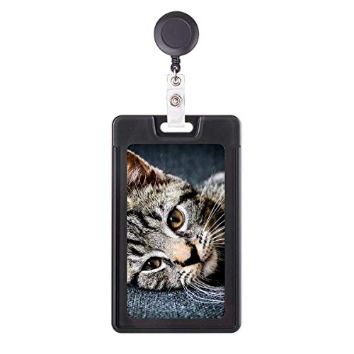 Porte-badge rétractable chat à rayures pour carte d'accès