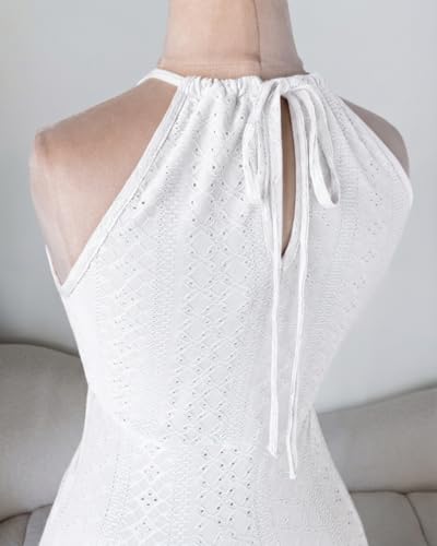 Image of CHICME Womens Summer Halter Dress Hollow Out A Line Vacation Dress