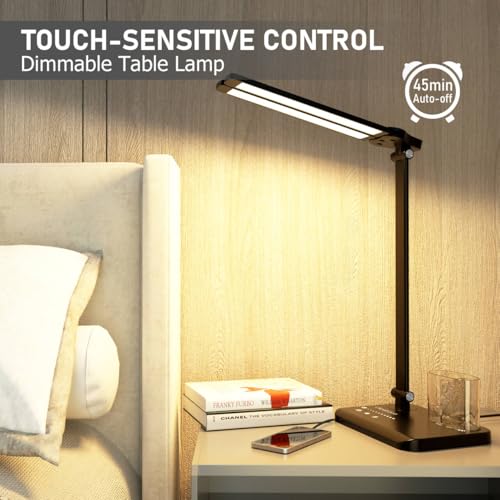 Dimmable LED Desk Lamp with USB Charging Port, 50 Lighting Modes Dual Swing Arm Architect Table Lamp Light Desk Lamp for Home Office Dorm Piano Nail - image 7