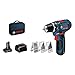 Bosch Professional 12V System Akku Bohrschrauber GSR 12V-15 (39 tlg. Zubehörset, 1x 2.0Ah Akku, 1x 4.0Ah Akku, Ladegerät, in Tasche)