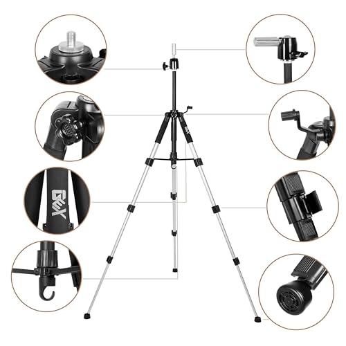 GEXWORLDWIDE 55\" Mannequin Tripod Stand Canvas Block Training Doll Manikin Head Wig Stand for Cosmetology Hairdressing (Silver)