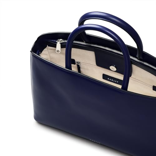 RADLEY London Bow Street Women's Medium Leather Ziptop Satchel Bag, Evenfall4