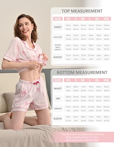 Image of NAP BOUND 100% Cotton Pajamas for Women Sets 2 Pieces Pjs Button short sleeves with Pockets Soft Sleepwear Loungewear XS-XXL