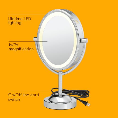 Conair Lighted Vanity Mirror, LED, 1X/7X Magnifying, Double Sided - image 2