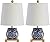 JONATHAN Y JYL3014A-SET2 Justina 16" Ceramic Mini Table Lamp(Set of 2) Cottage,Transitional for Bedroom, Living Room, Office, College Dorm, Coffee Table, Bookcase, Blue/White
