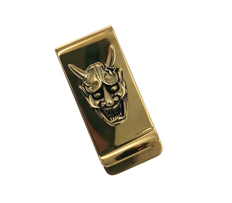 Brass Skull Pendant Slim Cash Money Clip Wallet Credit Card Holder Handwork Mens Accessories Cosplay Gift4