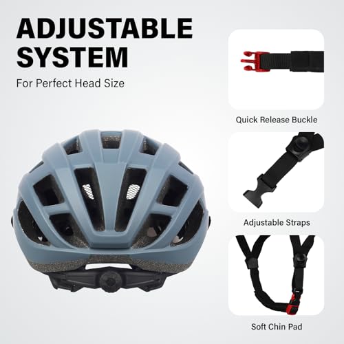 Youth Kids Road Bike Helmet, Lightweight and Adjustable Boys Girls Bicycle Helmet for Teen Age 8-10-12-14 Years, Cycling Helmet with 2 Detachable Visor (Matte Blue-Gray, M)