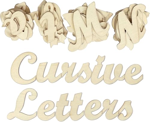 Image of LET'S DIY Customise Personalized Text Cutout Letters & Numbers - MDF Alphabets for Name Plates, Decorations, Art & Craft Projects - Premium, Versatile, and Easy to Paint (Cursive Letters)