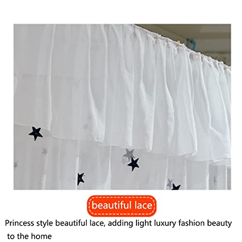 Dosel de cama de 6 pies con cortina de princesa gruesa y mosquitera de suelo estable 6