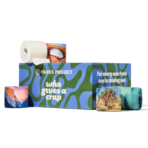 Who Gives A Crap Parks Project Limited Edition 100% Bamboo Toilet Paper, 48 Rolls, 3 Ply, 370 Sheets, Long, Strong & Soft Toilet Tissue, Biodegradable, Renewable, Bulk Bathroom Tissue (Parks 24 Rolls)