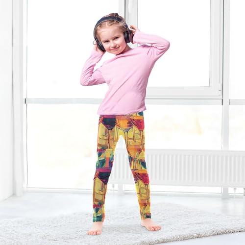 Boccsty Colored Wine Glasses Girls Leggings Kids Yoga Pants Dance Active Tights 4T4