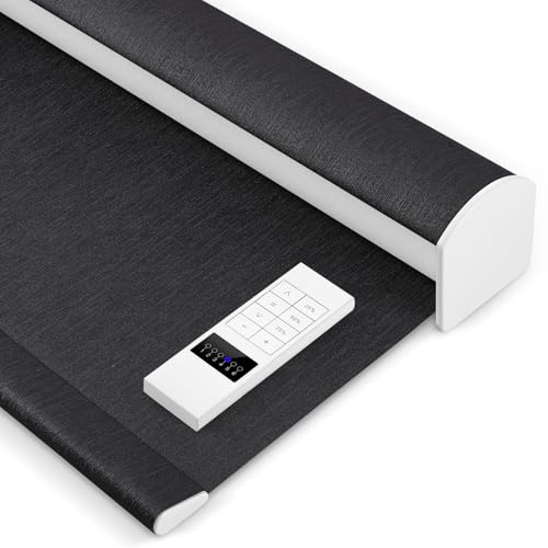 Zshine Motorized Blackout Window Blinds Customize Width (23-95 Inches) Remote Control Wireless and Rechargeable Roller Shades Blinds for Windows, Home, Office, Hotel, Club, Restaurant(82164F