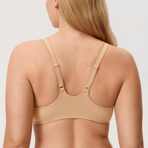 Image of DELIMIRA Women's Front Closure Racerback Bras Plus Size Full Coverage Supportive Underwire Plunge Unlined Bra