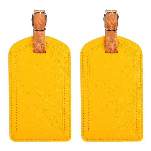Premium Colored Luggage Tags for Luggage, Travel Bags and Suitcases by Adventure Goods - Yellow (Pack of 2)