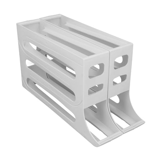 Fockety Soporte Para Huevos Para Refrigerador, Contenedor de Huevos Con Ruedas Autico Para Refrigerador, Contenedor de Almacenamiento de Con 4 Niveles, Ahorro de Espacio (WHITE)