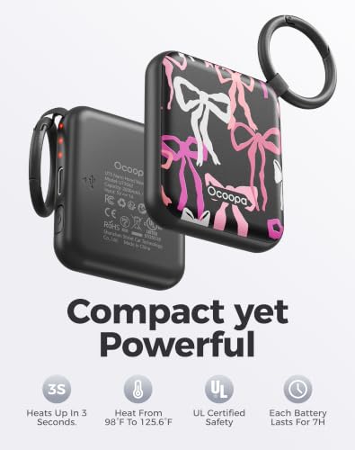 OCOOPA Handwärmer Elektrisch 2er Set, Wiederverwendbar 4000mAh USB Taschenwärmer, 3 Wärmestufen, Maximal 52°C… – Ansicht 3