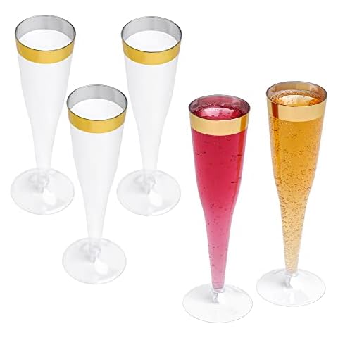 STACKABLES 24 Pack Gold Rim Champagne Flutes Cover