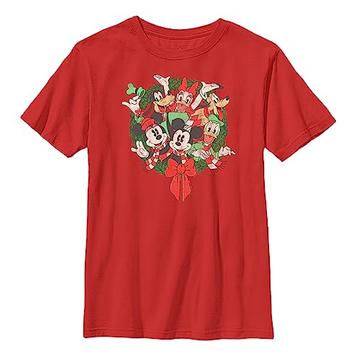 T-shirt Mickey Friends Wreath pour garçon en rouge taille XS