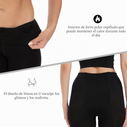 Mallas térmicas para mujer con forro elástico interior caluroso 3