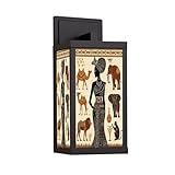 DERUINVAIO Outdoor Wall Light Fixtures African Set African Masks African Animals Exterior Waterproof Wall Sconce Lantern with Acrylic Shades Anti-Rust Lamp for Patio Doorway Garage