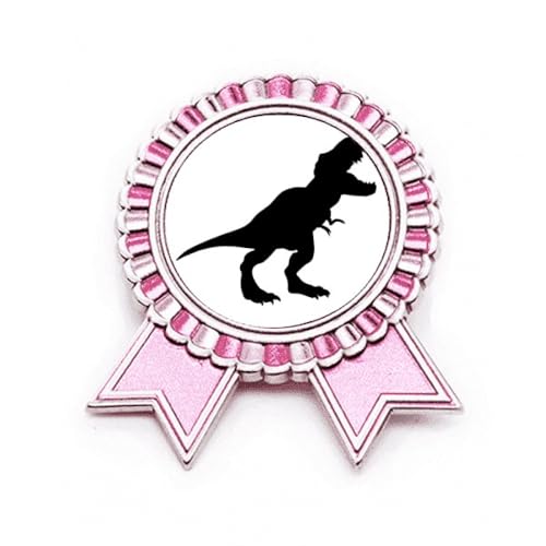 Broche dinosaure tyrannosaure rex rose médaille idée cadeau originale