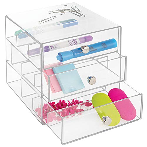 iDesign 3-Drawer Stackable Sunglasses Organizer, Clear Glasses Storage and Eyewear Display Holder