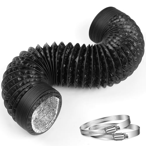 Dryer Vent Hose 4 Inch x 7.2 FT Flexible Aluminum Duct-PVC Aluminum Foil Multi-Layer Air Ducting for HVAC Ventilation Exhaust Fan Grow Tent 2 Clamps Included
