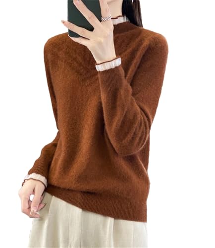 Women's Mesh Knit Pullover Sweater 100% Merino Wool Half High